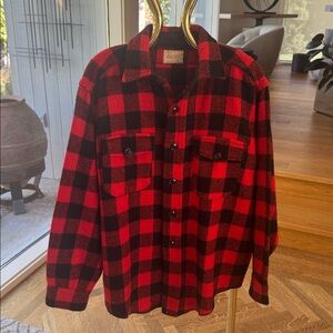 Vintage Melton Wintermaster Flannel Shirt Mens large 100% Wool Plaid Classic.